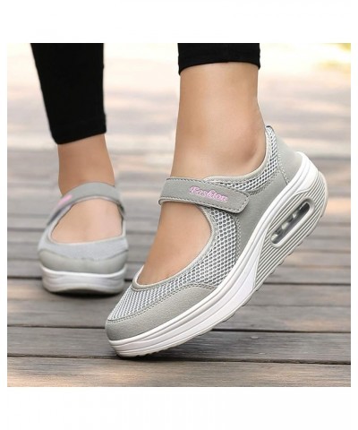 LONG-M Women's Running Shoes Breathable Lightweight Flat Outdoor Indoor Shoes Sports Casual Shoes 38 Grey $25.79 Athletic Shoes