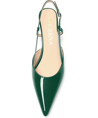 Womens Pointed Toe Wedding Slingback Patent Leather Fashion Slip On Kitten Low Heel Pumps Shoes 1.5 Inch Dark Green $50.59 Pumps