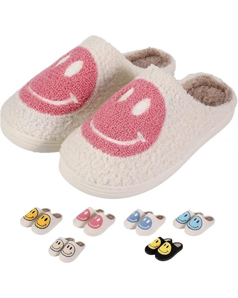 Retro Fuzzy Face Slippers for Women men， Womens Girls Cute Yellow the Lable Face House Slippers for Indoor Outdoor Pink/White...