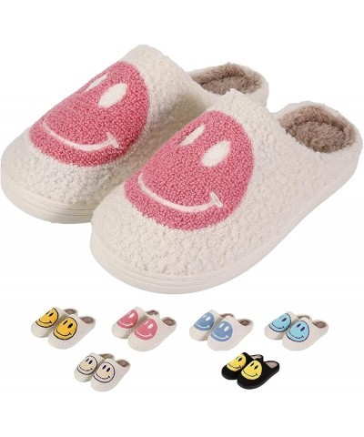 Retro Fuzzy Face Slippers for Women men， Womens Girls Cute Yellow the Lable Face House Slippers for Indoor Outdoor Pink/White...