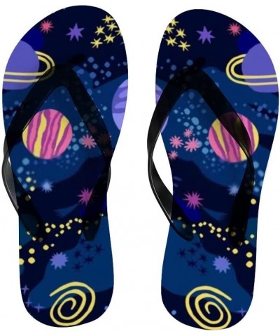 Women Casual Flip Flop Abstract Cosmic Pattern Dark Blue Thong Sandals Beach Summer Non-Slip Space Star Planet Pattern $13.34...