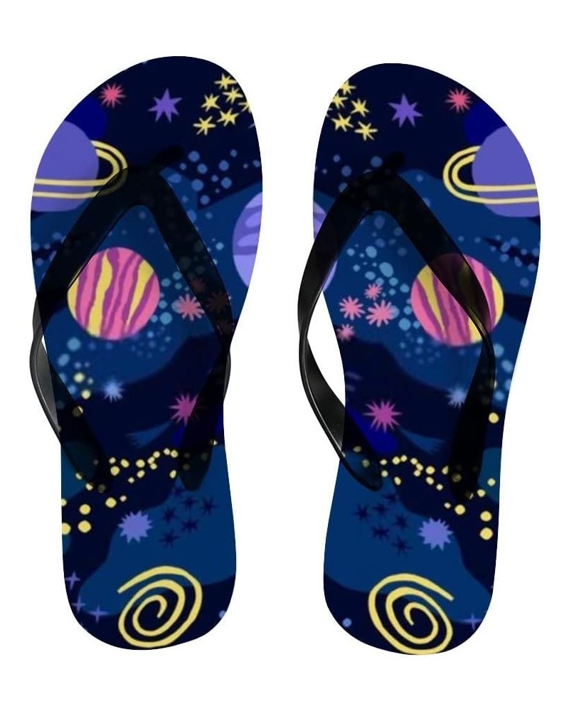 Women Casual Flip Flop Abstract Cosmic Pattern Dark Blue Thong Sandals Beach Summer Non-Slip Space Star Planet Pattern $13.34...