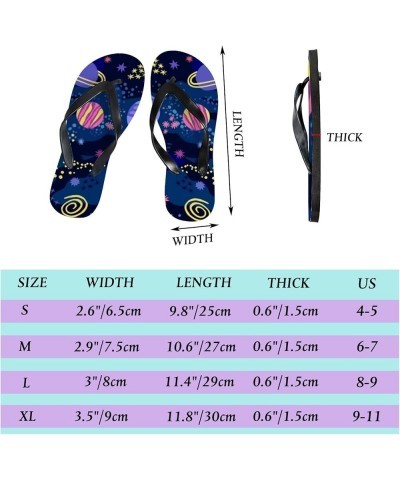 Women Casual Flip Flop Abstract Cosmic Pattern Dark Blue Thong Sandals Beach Summer Non-Slip Space Star Planet Pattern $13.34...