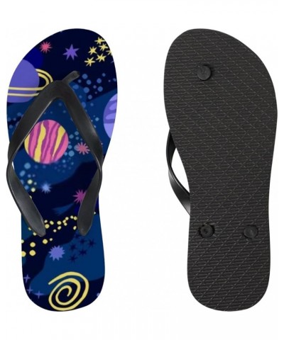 Women Casual Flip Flop Abstract Cosmic Pattern Dark Blue Thong Sandals Beach Summer Non-Slip Space Star Planet Pattern $13.34...