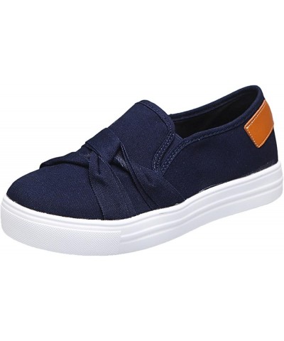 walking sneakers for women Women's Fashion Casual Versatile Comfortable Canvas Flat Loafers A01 Blue $14.95 Athletic Shoes