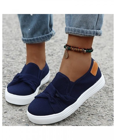 walking sneakers for women Women's Fashion Casual Versatile Comfortable Canvas Flat Loafers A01 Blue $14.95 Athletic Shoes