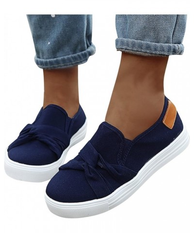 walking sneakers for women Women's Fashion Casual Versatile Comfortable Canvas Flat Loafers A01 Blue $14.95 Athletic Shoes