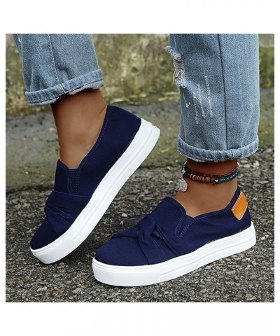 walking sneakers for women Women's Fashion Casual Versatile Comfortable Canvas Flat Loafers A01 Blue $14.95 Athletic Shoes