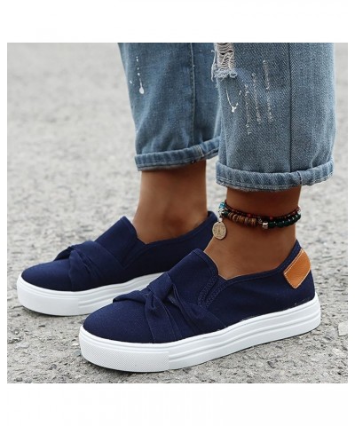 walking sneakers for women Women's Fashion Casual Versatile Comfortable Canvas Flat Loafers A01 Blue $14.95 Athletic Shoes