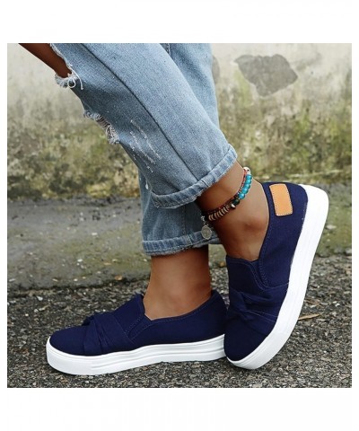 walking sneakers for women Women's Fashion Casual Versatile Comfortable Canvas Flat Loafers A01 Blue $14.95 Athletic Shoes