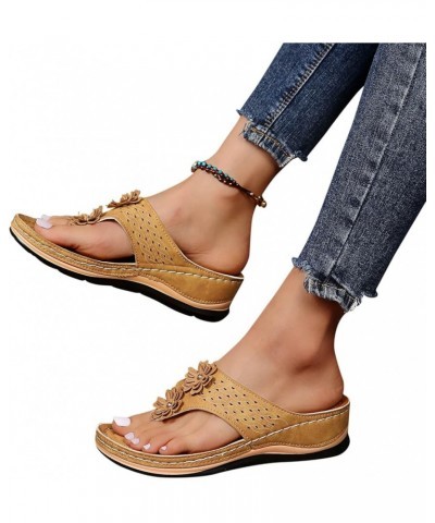 Sandals for Women Low Block Chunky Shoes Soft Insole Orthotic Sandal Rhinestone Flip-Flop Casual Summer Dress Wedges 80-lwvqg...