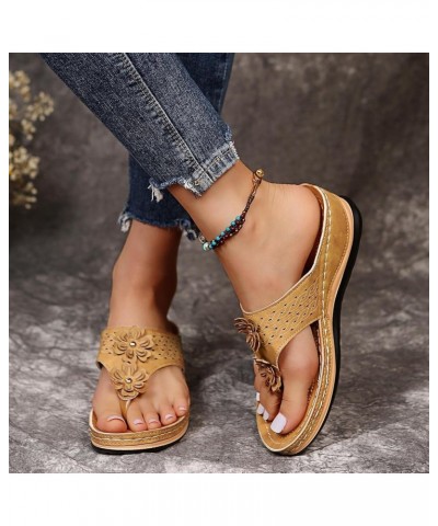 Sandals for Women Low Block Chunky Shoes Soft Insole Orthotic Sandal Rhinestone Flip-Flop Casual Summer Dress Wedges 80-lwvqg...