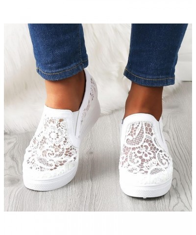 Low Top Wedge Sneakers, Women's Leisure Breathable Mesh Outdoor Fitness Running Sport Sneakers Shoes Z 05-white $12.03 Athlet...