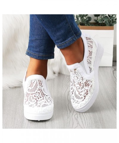 Low Top Wedge Sneakers, Women's Leisure Breathable Mesh Outdoor Fitness Running Sport Sneakers Shoes Z 05-white $12.03 Athlet...