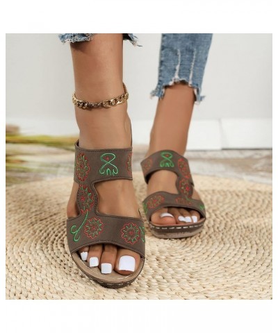 Women's Lace-Up Wedge Platform Espadrille Open Toe Heel Sandals Women's Slide Wedge Sandal Brown $14.21 Sandals