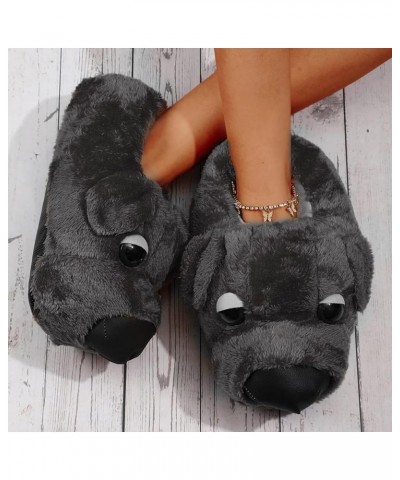 House Slippers for Women Men Pull On Soft Personalized Graphic House Shoes Charming Fluffy Stretch Loafers F-grey $11.06 Slip...