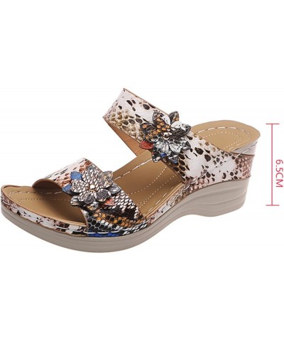 Women's Platform and Wedge Sandals Summer Flowers Faux PU Leather Slip on Slides Slippers Leopard Print Loafers Moccasins Com...