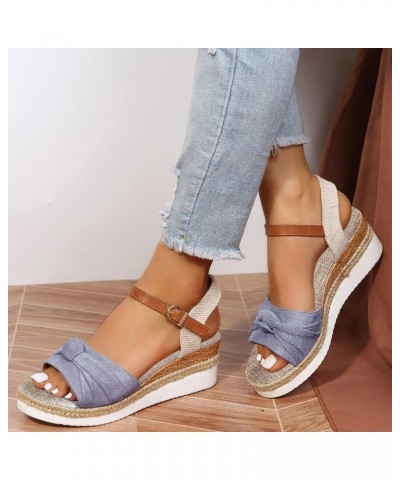 Sandals Women Comfortable Ankle Strap Bowknot Womens Sandals Walking Summer Platform Beach Dress Wedge Sandals Grey $16.81 Sa...