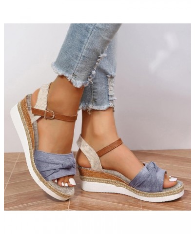 Sandals Women Comfortable Ankle Strap Bowknot Womens Sandals Walking Summer Platform Beach Dress Wedge Sandals Grey $16.81 Sa...