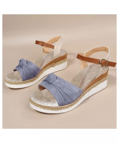 Sandals Women Comfortable Ankle Strap Bowknot Womens Sandals Walking Summer Platform Beach Dress Wedge Sandals Grey $16.81 Sa...