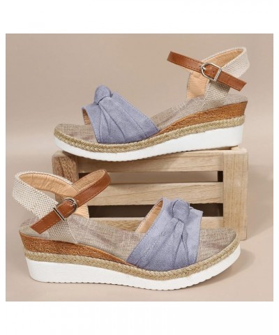 Sandals Women Comfortable Ankle Strap Bowknot Womens Sandals Walking Summer Platform Beach Dress Wedge Sandals Grey $16.81 Sa...