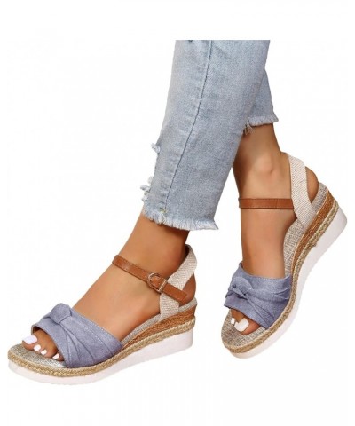 Sandals Women Comfortable Ankle Strap Bowknot Womens Sandals Walking Summer Platform Beach Dress Wedge Sandals Grey $16.81 Sa...