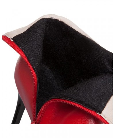 Side Zip Stiletto Heels Women Pointed Toe Ankle Boots Red 8 $32.18 Boots