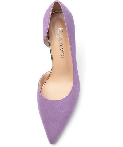 Women's Closed Pointed Toe D'Orsay Shoes Dress High Heels Pumps for Wedding Party，3.3inch Lavender Suede $33.84 Pumps