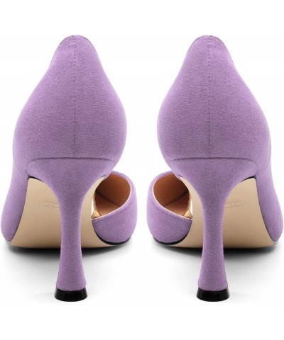 Women's Closed Pointed Toe D'Orsay Shoes Dress High Heels Pumps for Wedding Party，3.3inch Lavender Suede $33.84 Pumps