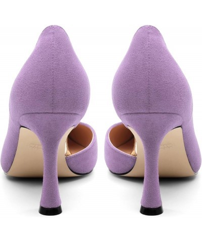 Women's Closed Pointed Toe D'Orsay Shoes Dress High Heels Pumps for Wedding Party，3.3inch Lavender Suede $33.84 Pumps