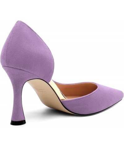 Women's Closed Pointed Toe D'Orsay Shoes Dress High Heels Pumps for Wedding Party，3.3inch Lavender Suede $33.84 Pumps