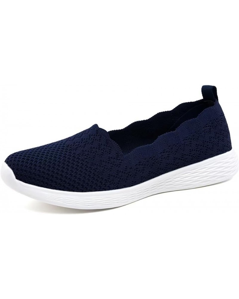 Women's Flats Casual Shoes Slip on Walking Shoes-Lightweight Low-Top Knit Loafer Sneaker A/Navy $11.60 Athletic Shoes