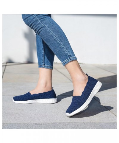 Women's Flats Casual Shoes Slip on Walking Shoes-Lightweight Low-Top Knit Loafer Sneaker A/Navy $11.60 Athletic Shoes