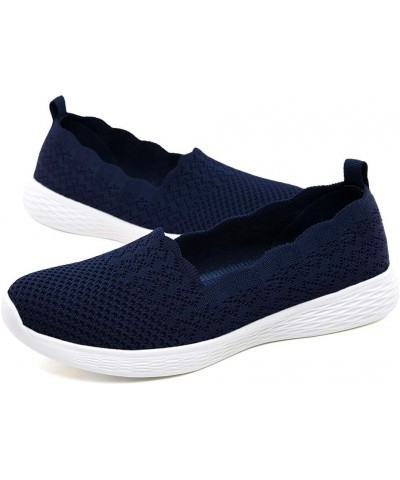 Women's Flats Casual Shoes Slip on Walking Shoes-Lightweight Low-Top Knit Loafer Sneaker A/Navy $11.60 Athletic Shoes