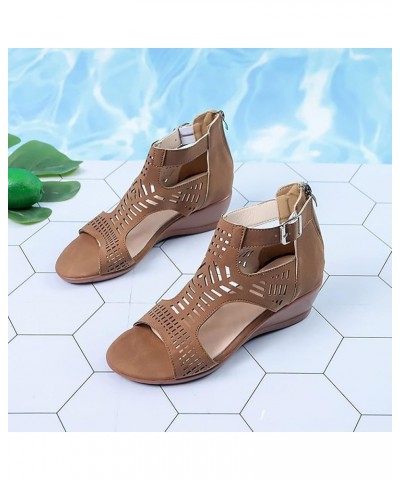 Beach Sandals For Women Nude Flats For Women Shower Flip Flops Women Slides For Women Platform Clogs Closed Toe Wedges Brown-...