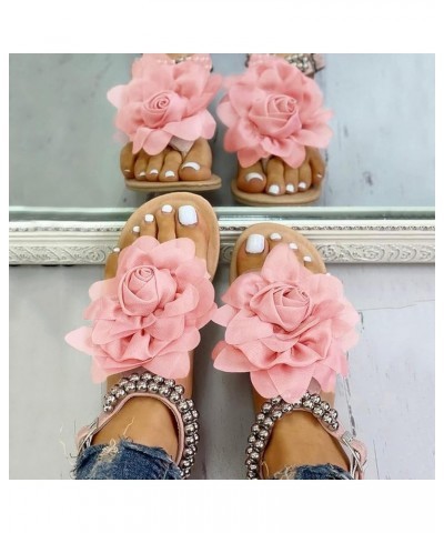 Buckle Summer Shoes Flat Strap Bohemian Style String Flower Women Flat Sandals for Women Ladies Summer Dress (White, 7.5) Pin...