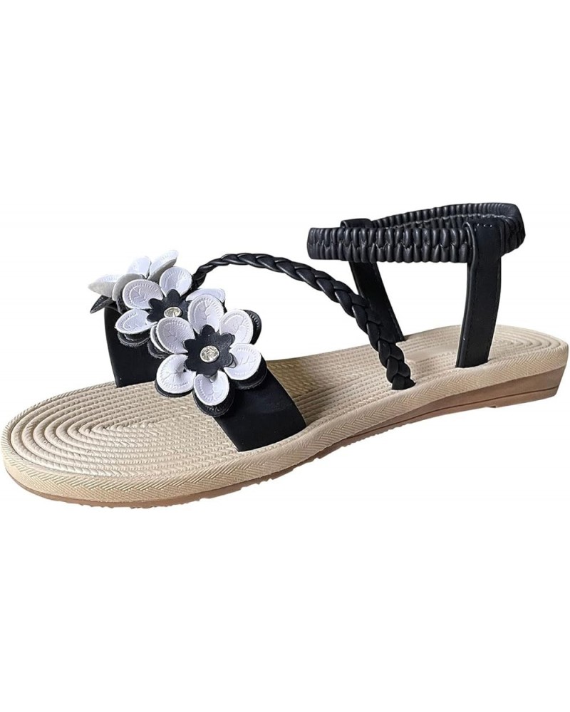 Shoes Women's Sandals Outdoor Fashion Roman Diamond Casual Breathable Leisure Women's sandals Baby Sandals for Black $14.26 S...