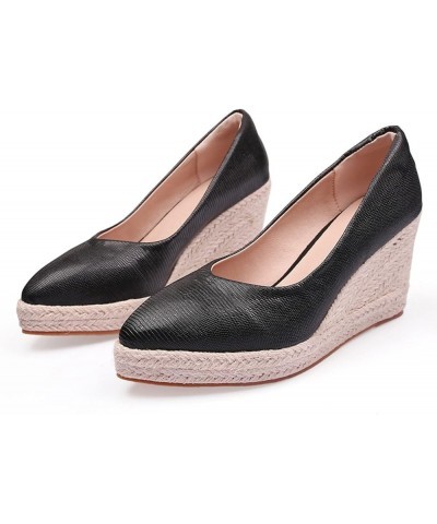 Womens Open Toe Ankle Strap Shoes Casual Espadrilles Flatform Wedge Sandals Womens Wedge Heels Black $25.10 Sandals