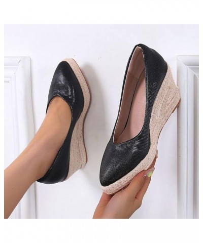 Womens Open Toe Ankle Strap Shoes Casual Espadrilles Flatform Wedge Sandals Womens Wedge Heels Black $25.10 Sandals