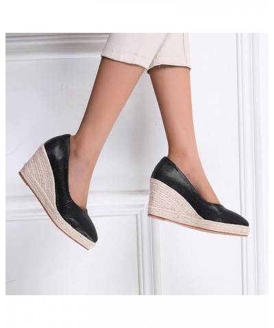 Womens Open Toe Ankle Strap Shoes Casual Espadrilles Flatform Wedge Sandals Womens Wedge Heels Black $25.10 Sandals