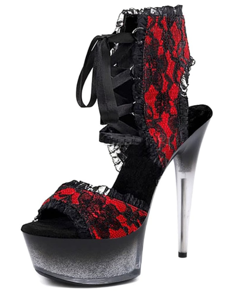 Fashion Platform Sandals Stiletto Red-lace $47.99 Sandals