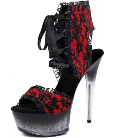 Fashion Platform Sandals Stiletto Red-lace $47.99 Sandals