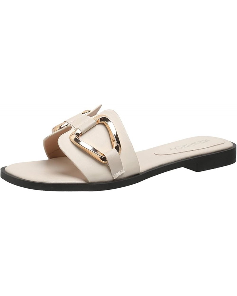 Women's Slide Flat Sandals Casual Soft Fashion Ladies Flat Sandals - Plait Toe Thong Strappy Black Sandals Women White $11.99...