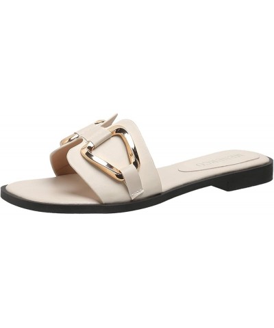 Women's Slide Flat Sandals Casual Soft Fashion Ladies Flat Sandals - Plait Toe Thong Strappy Black Sandals Women White $11.99...