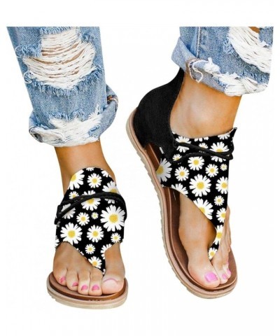 Sandals for Women Dressy Summer Flat Slip On Ankle Strap Flip Flop Casual Boho Summer Beach Gladiator Sandals Black $11.70 Sa...