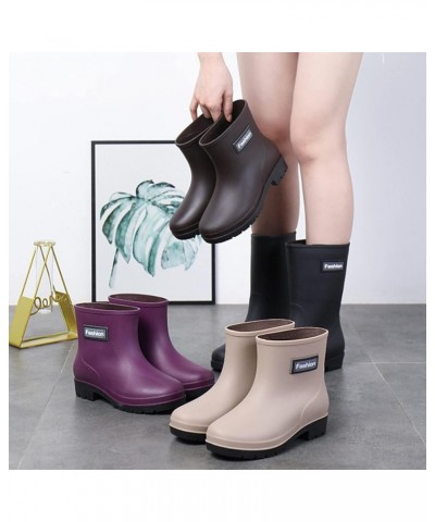 Rain Boots for Women Wide Calf, Women's Waterproof Rain and Garden Boot with Comfort Insole Cute Booties Brown $20.37 Outdoor...