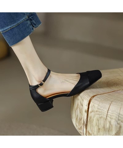 Womens LC878 Assorted Color Slip Resistant Clasp Pu Low Block Sandals Black $32.74 Sandals