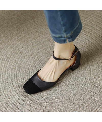 Womens LC878 Assorted Color Slip Resistant Clasp Pu Low Block Sandals Black $32.74 Sandals