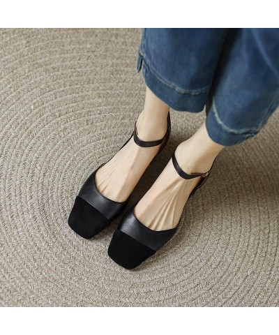 Womens LC878 Assorted Color Slip Resistant Clasp Pu Low Block Sandals Black $32.74 Sandals