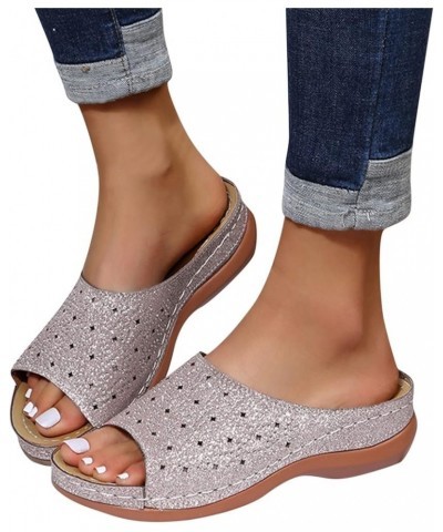 Women Platform Sandals Fashion Shoes Flops Shoes for Women Flip Strap Summer Buckle Sandals Women's Wedges 8 Pink $14.11 Sandals